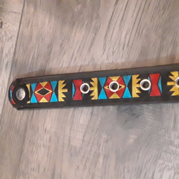 Patterned Multicolored Belt with round mirrors M/L - Picture 3 of 8